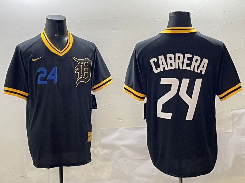 Men Detroit Tigers #24 Cabrera Black Gold Game 2025 Nike MLB Jersey style 2